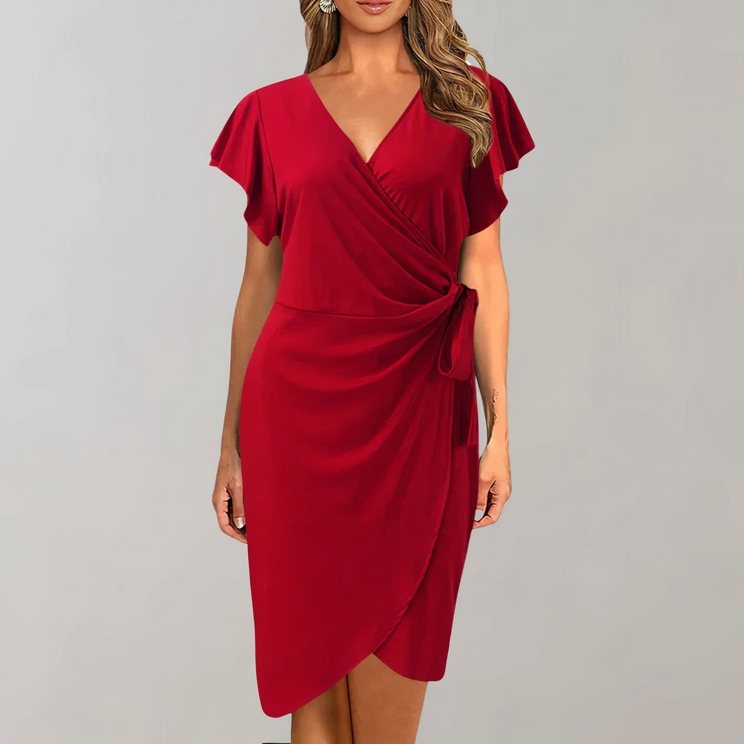 Drune | Elegantes Sommerkleid mit V-Ausschnitt und Gewickeltem Bund für Damen