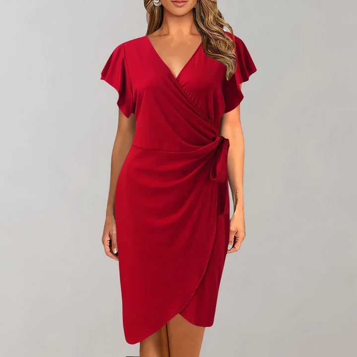 Drune | Elegantes Sommerkleid mit V-Ausschnitt und Gewickeltem Bund für Damen