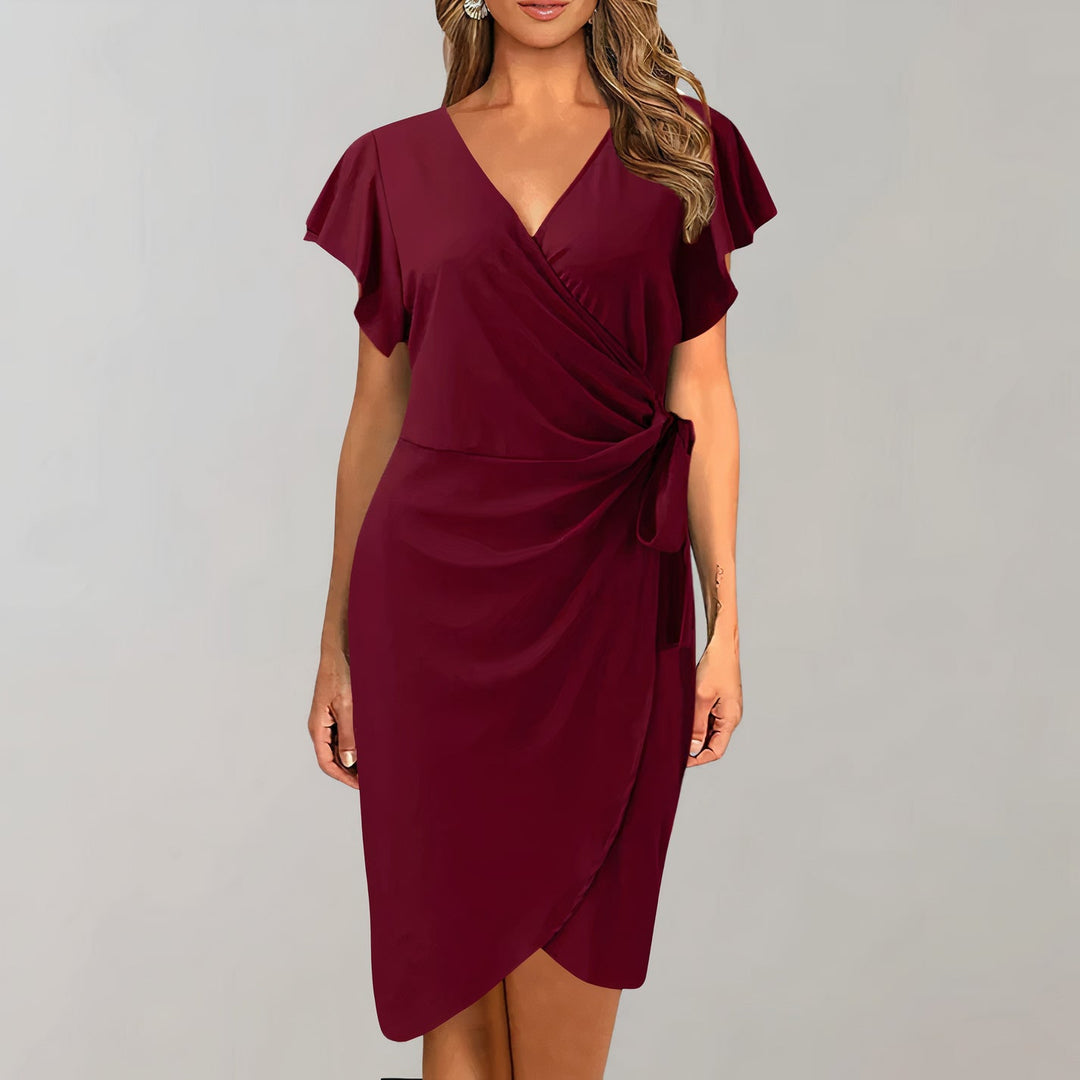 Drune | Elegantes Sommerkleid mit V-Ausschnitt und Gewickeltem Bund für Damen