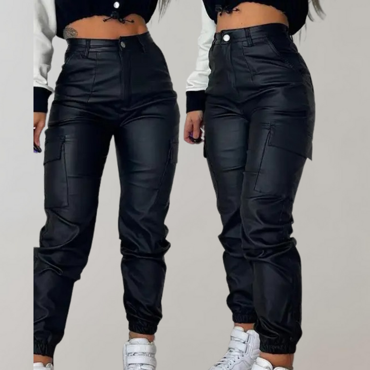 Drune | Damen Cargo Hose mit Hoher Taille und Taschen