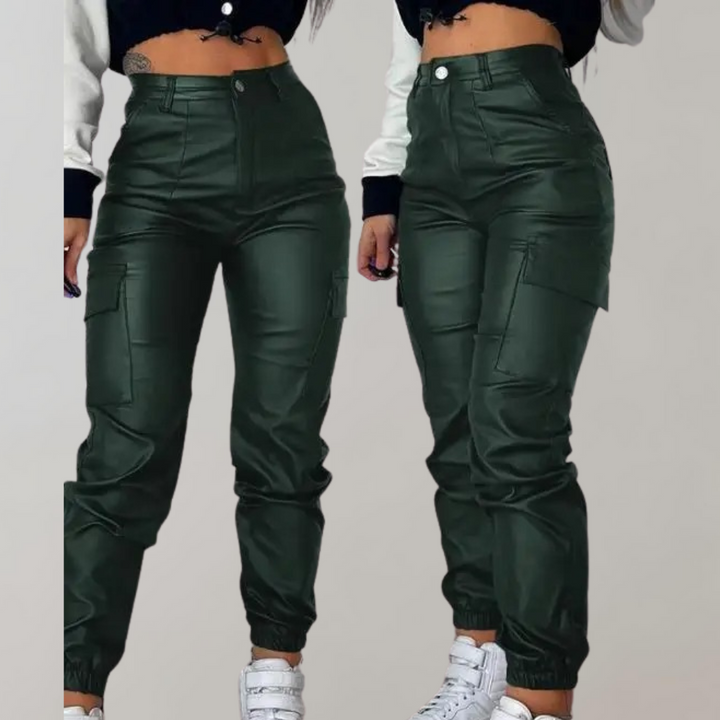 Drune | Damen Cargo Hose mit Hoher Taille und Taschen