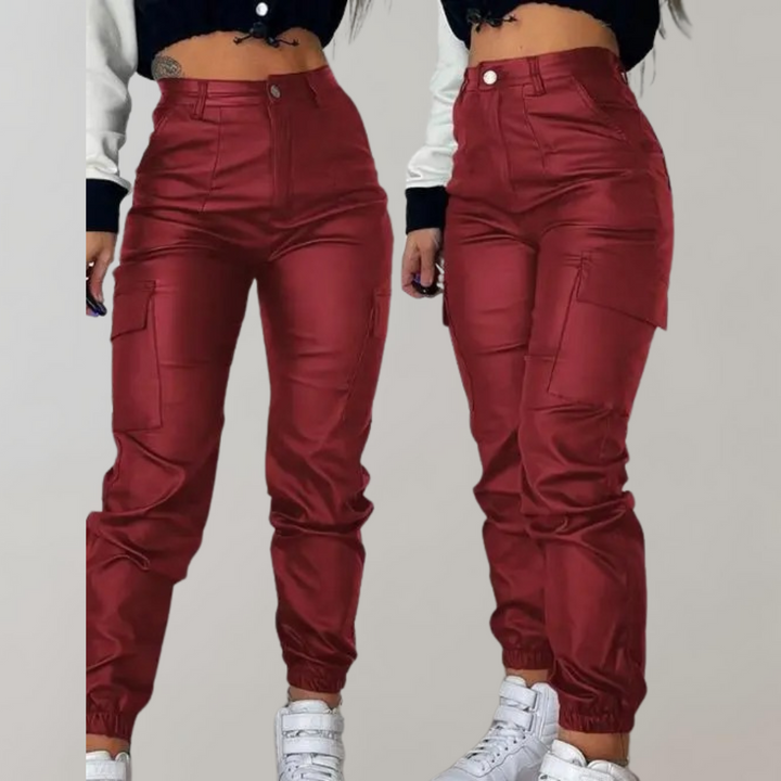 Drune | Damen Cargo Hose mit Hoher Taille und Taschen