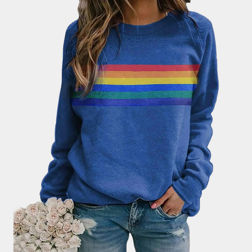 Drune | Regenbogenstreifen Rundhalsausschnitt Sweatshirt
