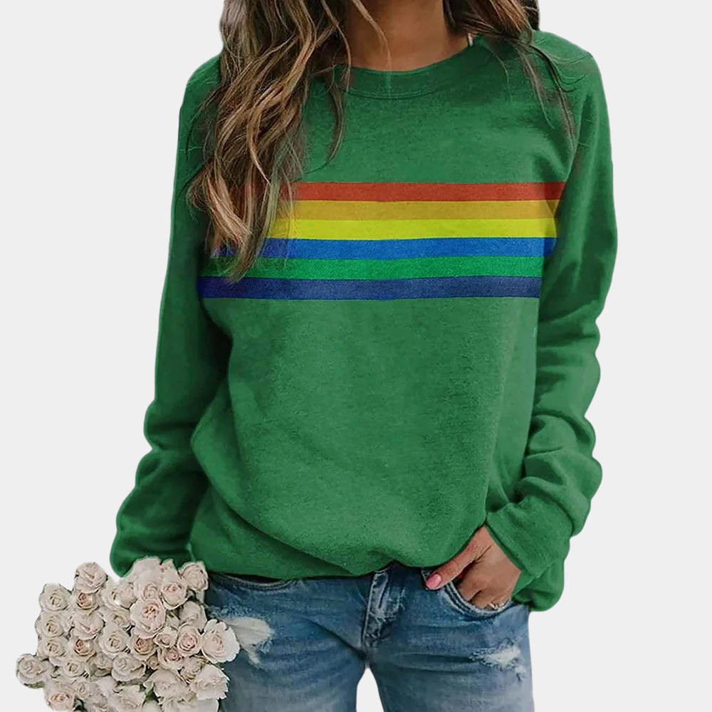 Drune | Regenbogenstreifen Rundhalsausschnitt Sweatshirt