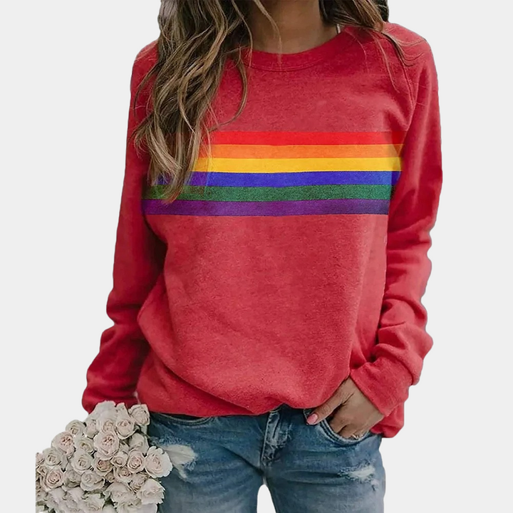 Drune | Regenbogenstreifen Rundhalsausschnitt Sweatshirt