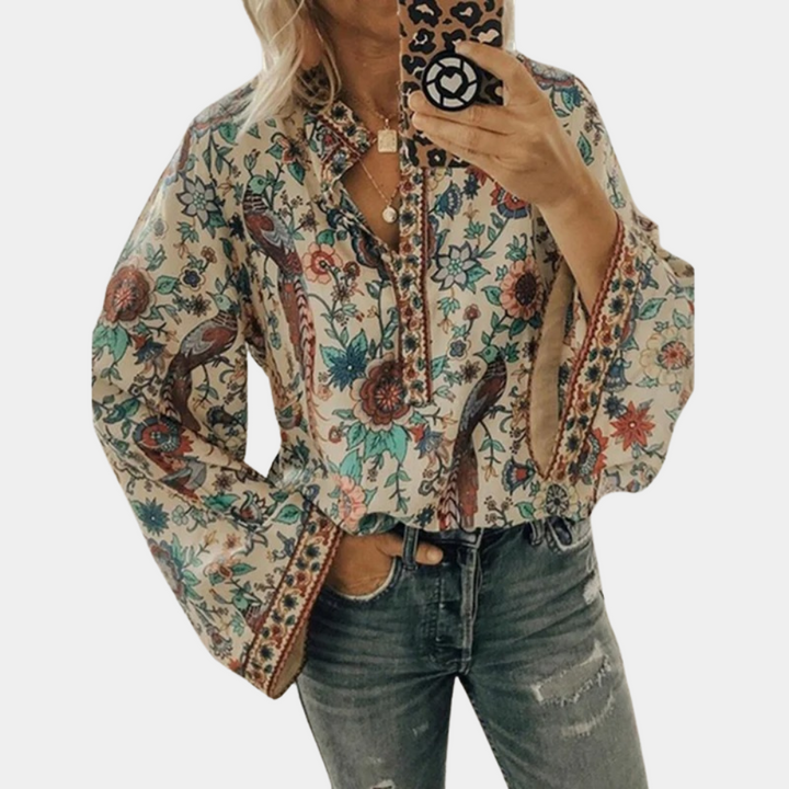 Drune | Leichte Und Elegante Langärmlige Bluse Mit Stilvollem Muster