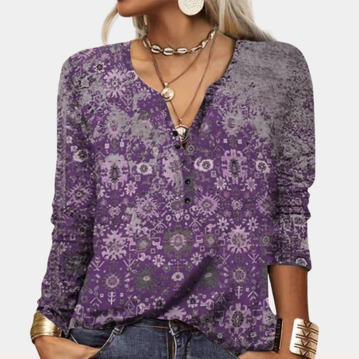 Drune | Boho Paisley Bluse mit Farbverlauf für Damen
