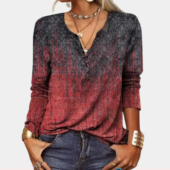 Drune | Boho Paisley Bluse mit Farbverlauf für Damen