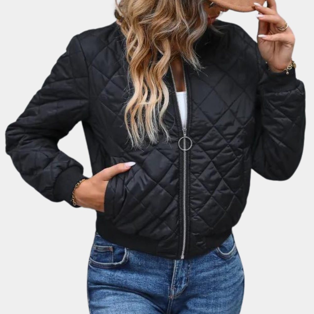 Drune | Trendige Damen Bomberjacke Mit Modernem Reißverschluss