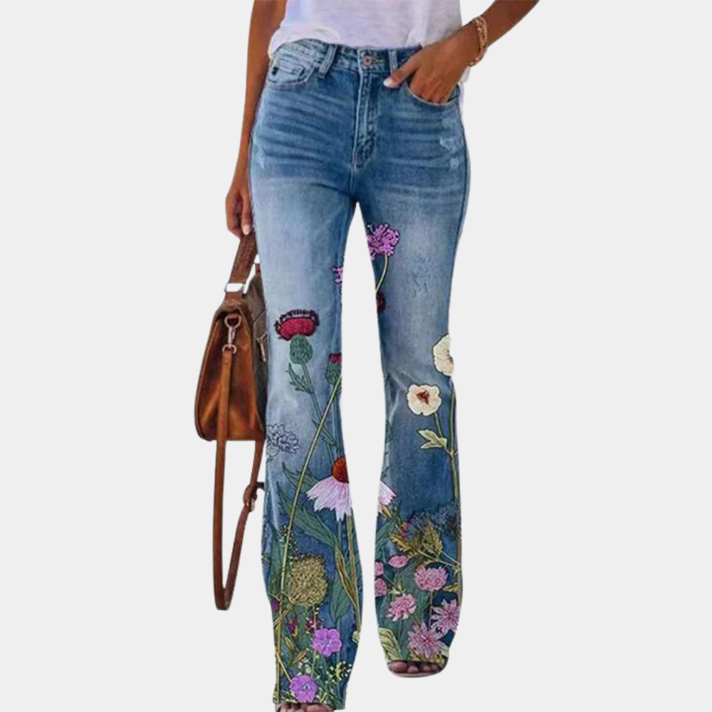 Drune | Damen Jeans Mit Ausgestelltem Bein Und Knopfdetails