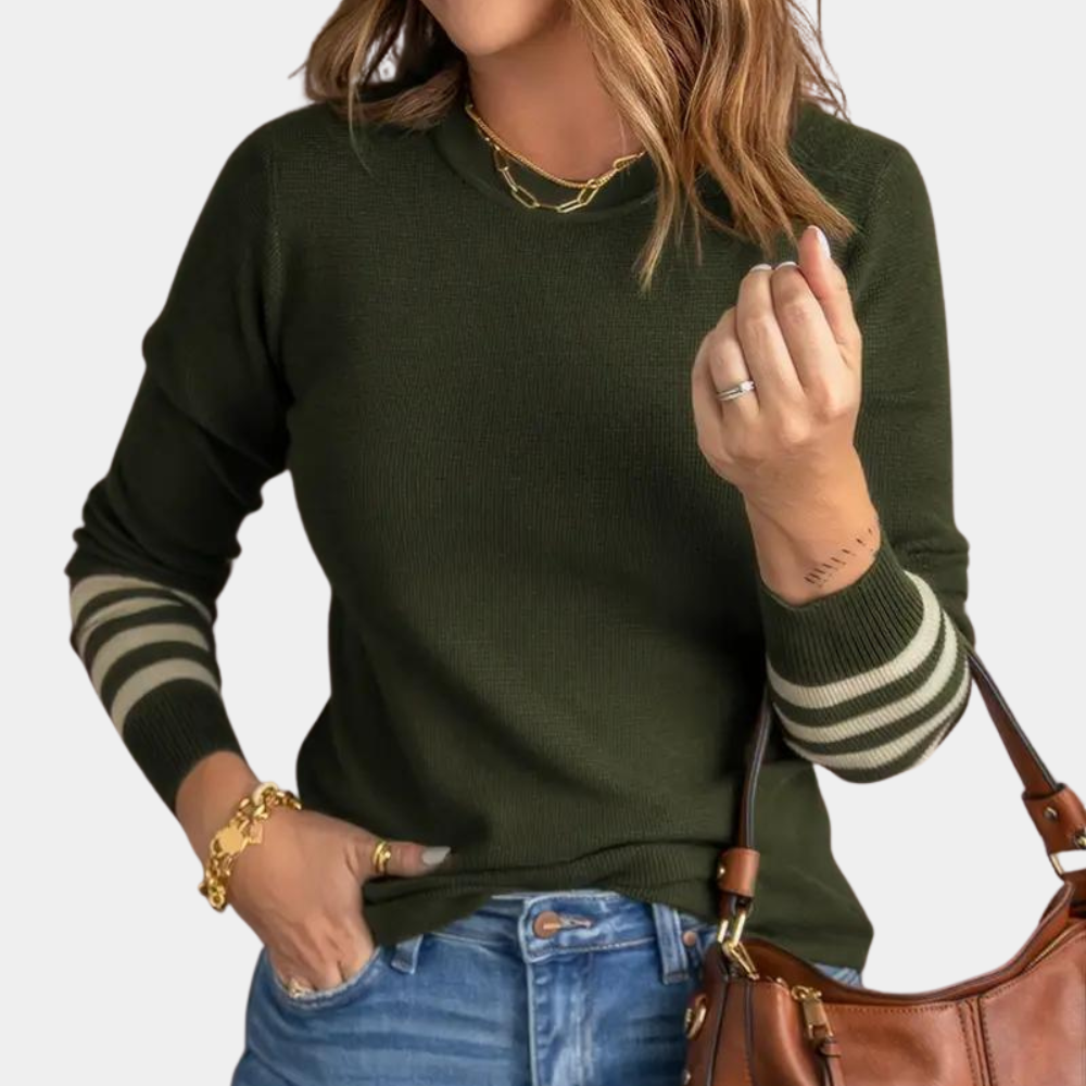 Drune | Eleganter Damenpullover mit Gestreiften Ärmeln