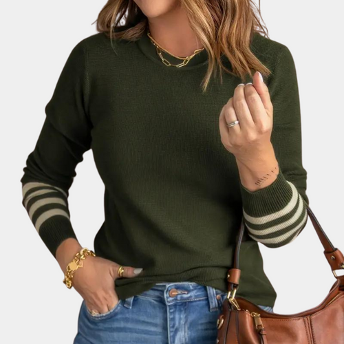 Drune | Eleganter Damenpullover mit Gestreiften Ärmeln