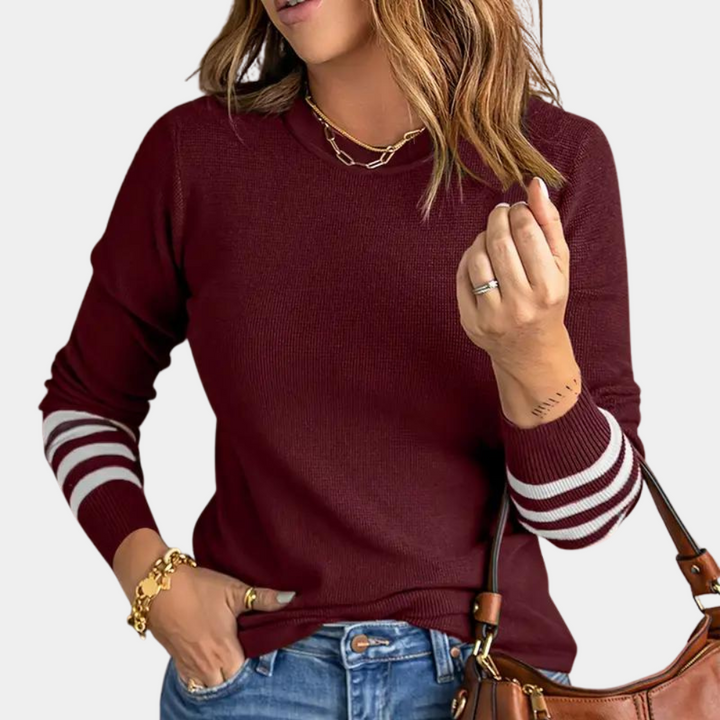 Drune | Eleganter Damenpullover mit Gestreiften Ärmeln