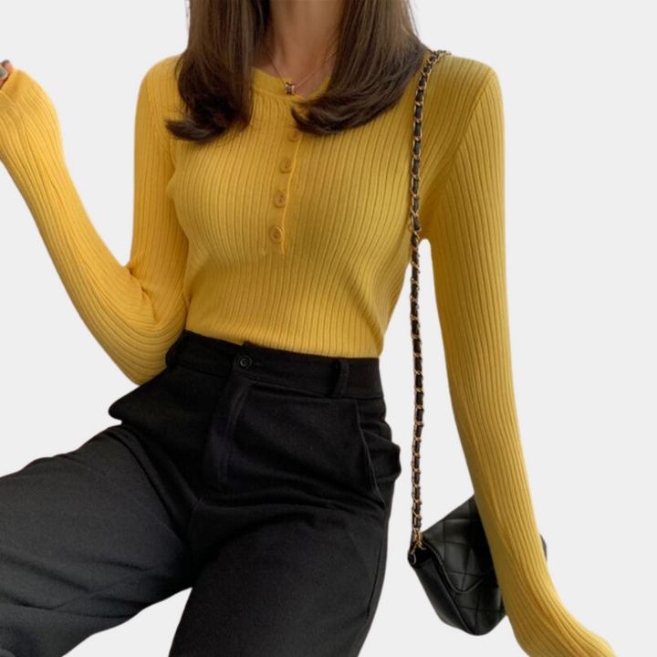 Drune | Dehnbarer und Gerippter Pullover für Frauen