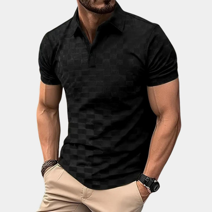 Drune | Slim Fit Karo Poloshirt Für Herren