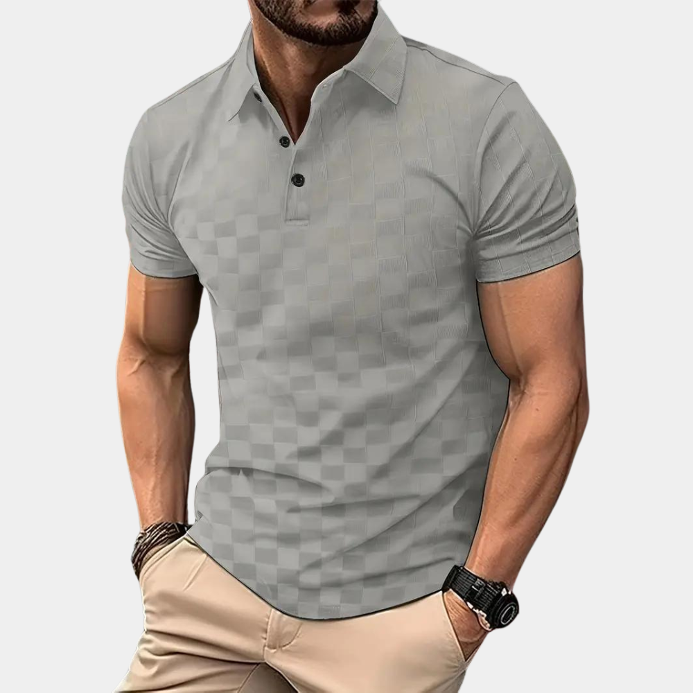 Drune | Slim Fit Karo Poloshirt Für Herren