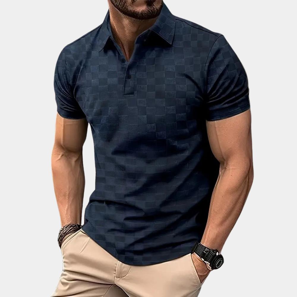 Drune | Slim Fit Karo Poloshirt Für Herren