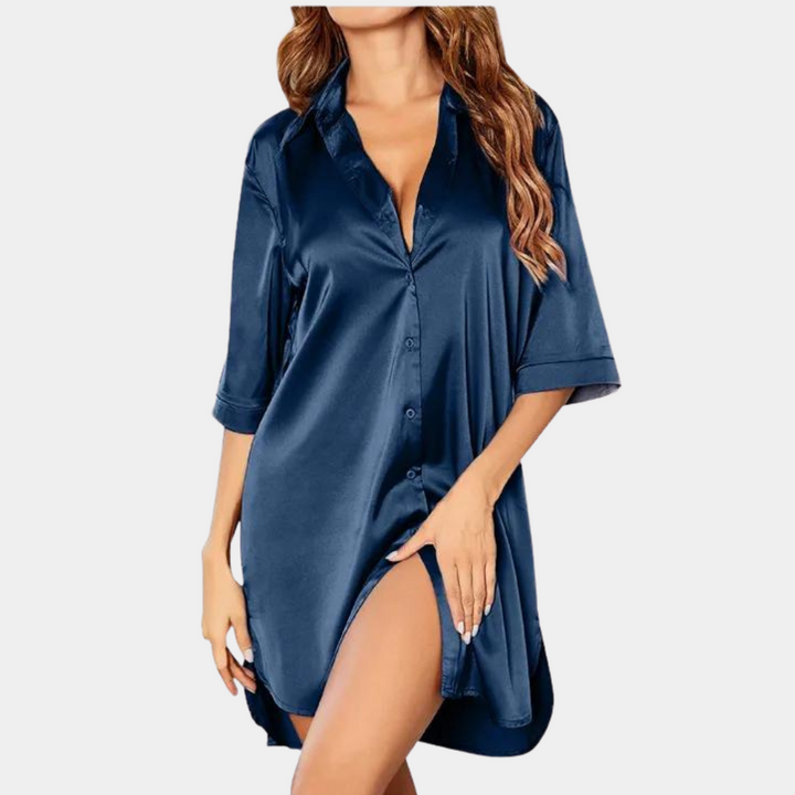 Drune | Satin Knopf-Bund Nachthemd für Damen