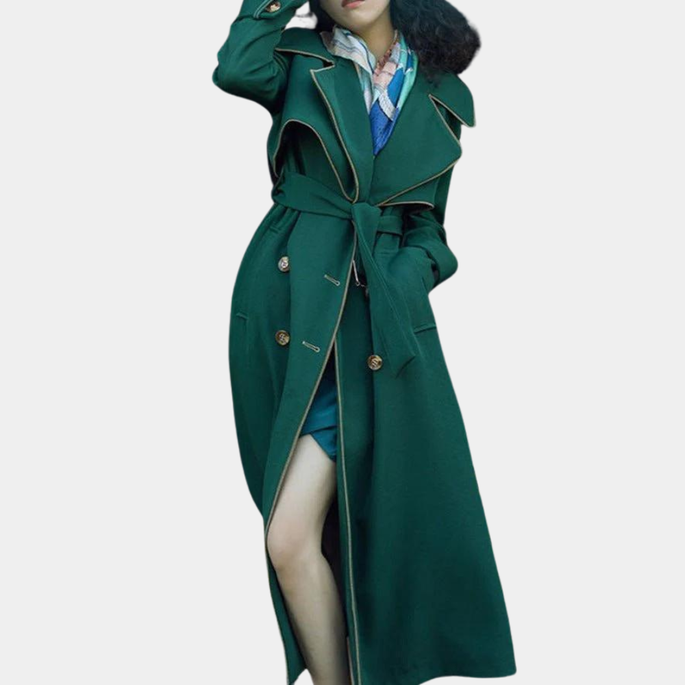 Drune | grüner Trenchcoat - elegante Damenoberbekleidung