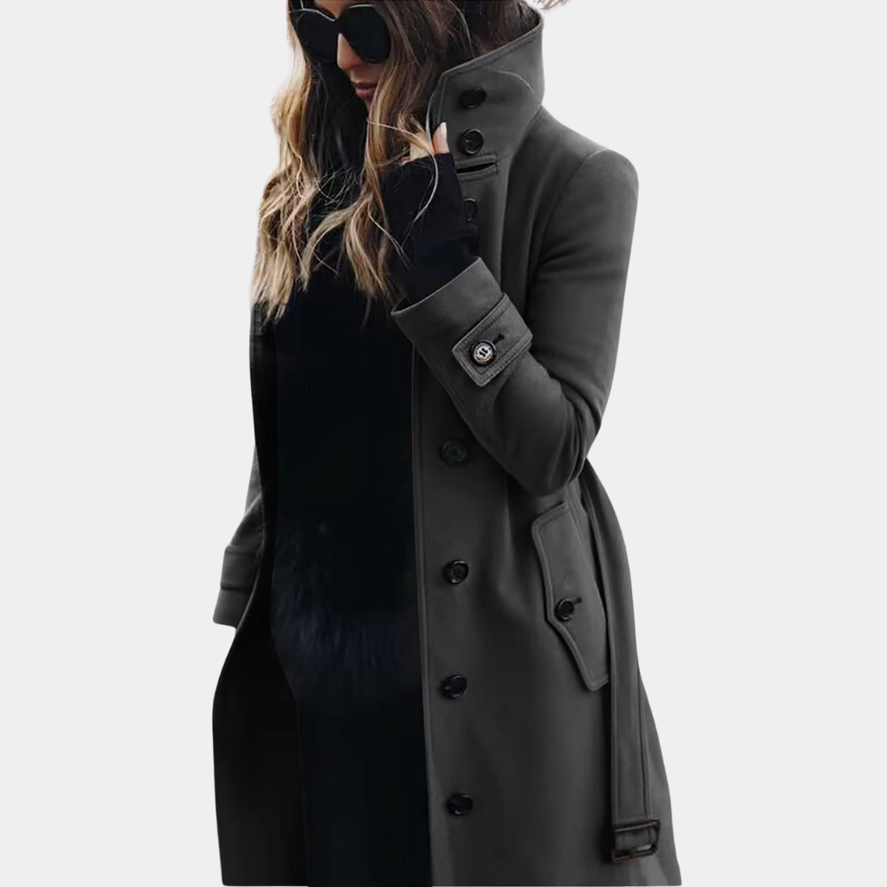 Drune | trenchcoat - klassischer langer Mantel mit Knopfverschluss
