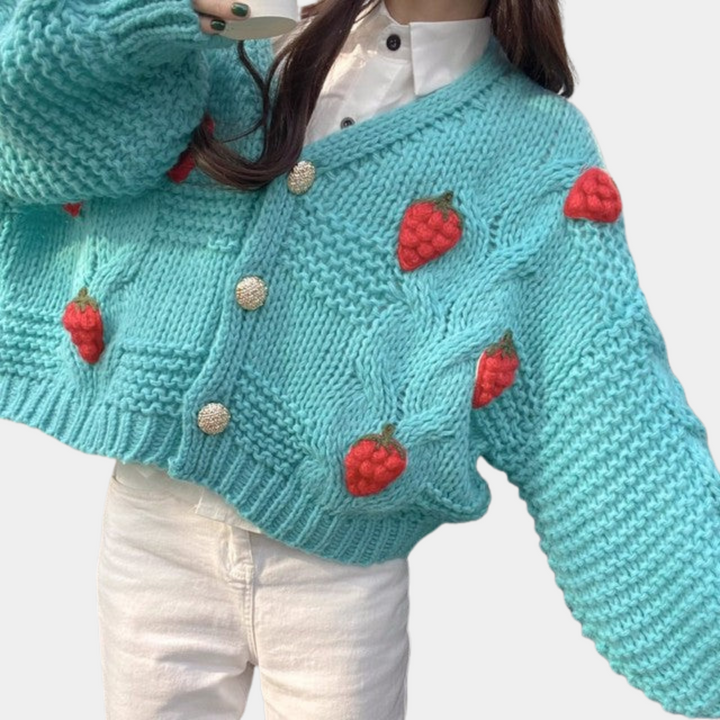 Drune | Damenjacke mit Erdbeer-Details – Poppy