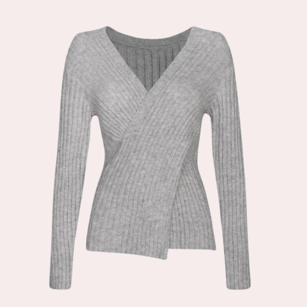 Drune | Pullover - Damen Schicker Gestrickter Wickel-Pullover