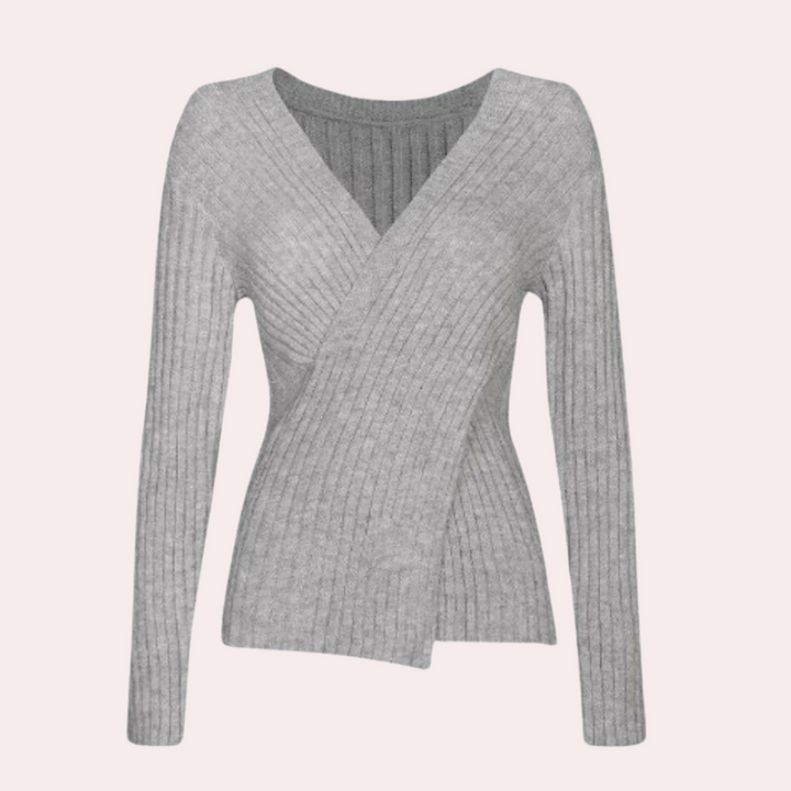 Drune | Pullover - Damen Schicker Gestrickter Wickel-Pullover