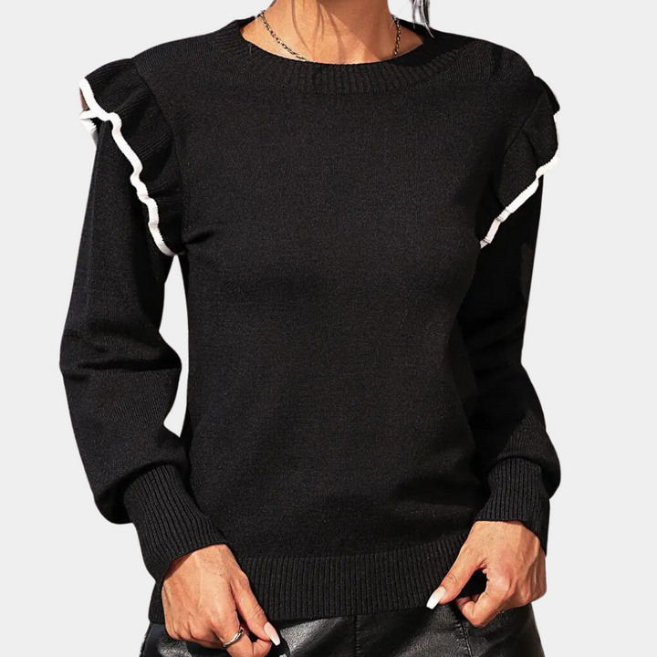 Drune | Strickbluse mit Rüschendetails Lange Ärmel Elegant und Komfortabel