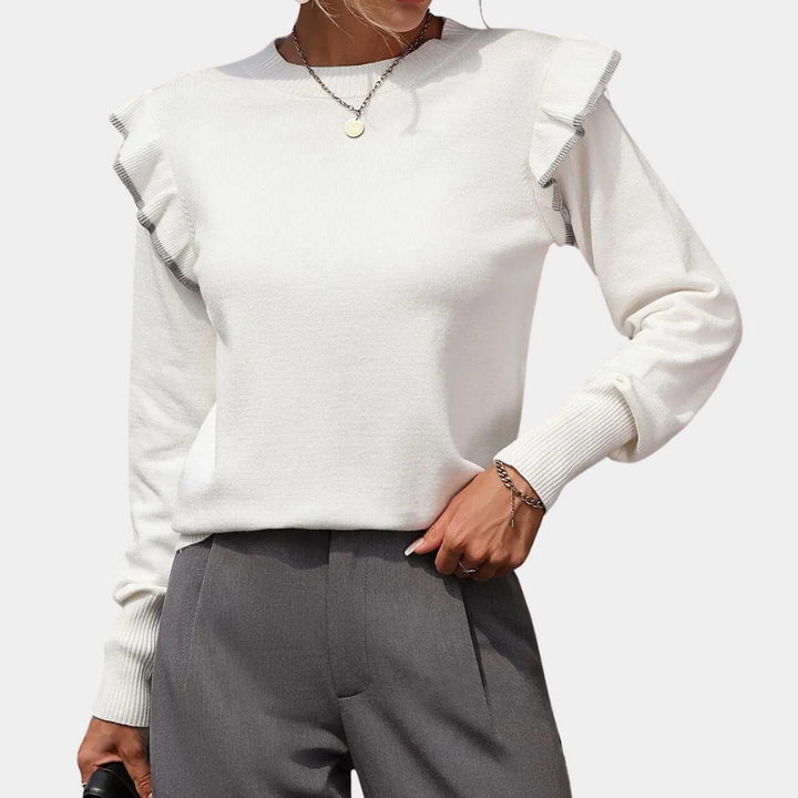 Drune | Strickbluse mit Rüschendetails Lange Ärmel Elegant und Komfortabel