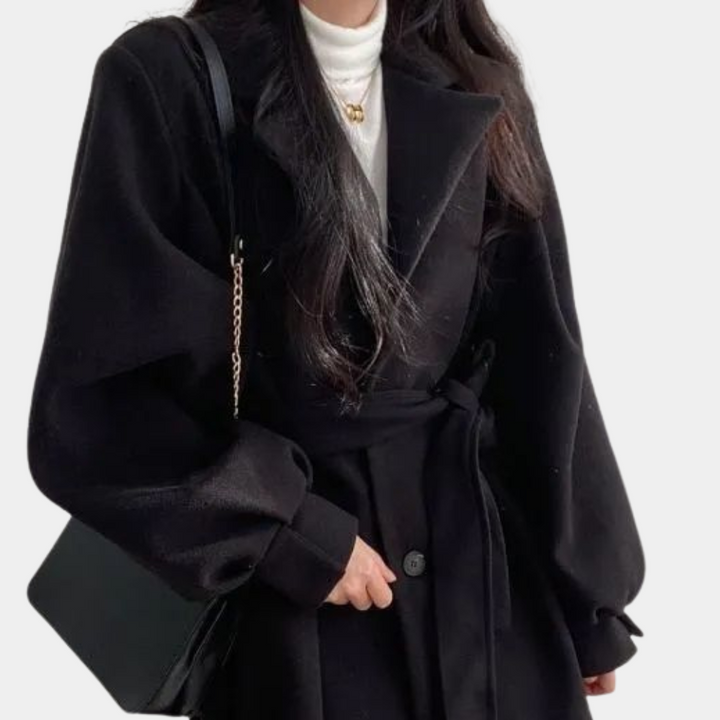 Drune | Wintermantel für Damen mit Puffärmeln und Gürtel