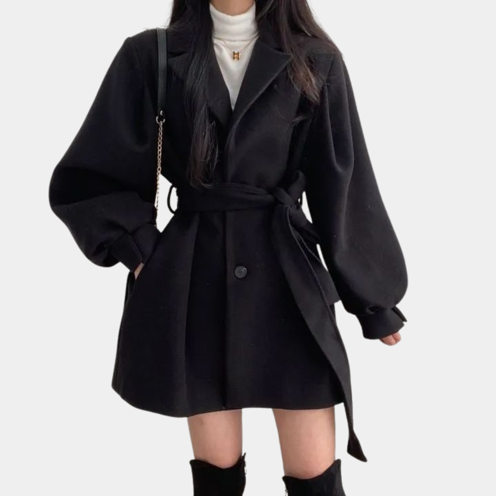 Drune | Wintermantel für Damen mit Puffärmeln und Gürtel