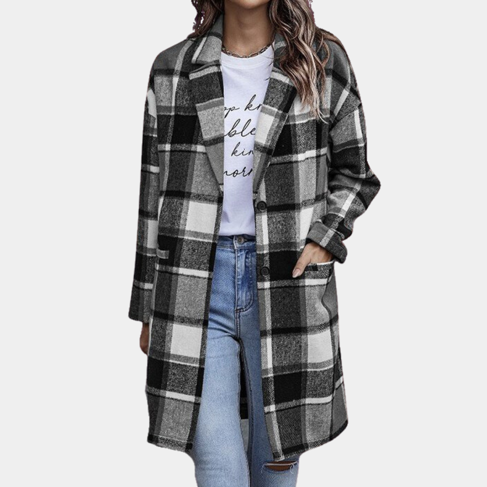Drune | Karierter Langer Mantel für Damen