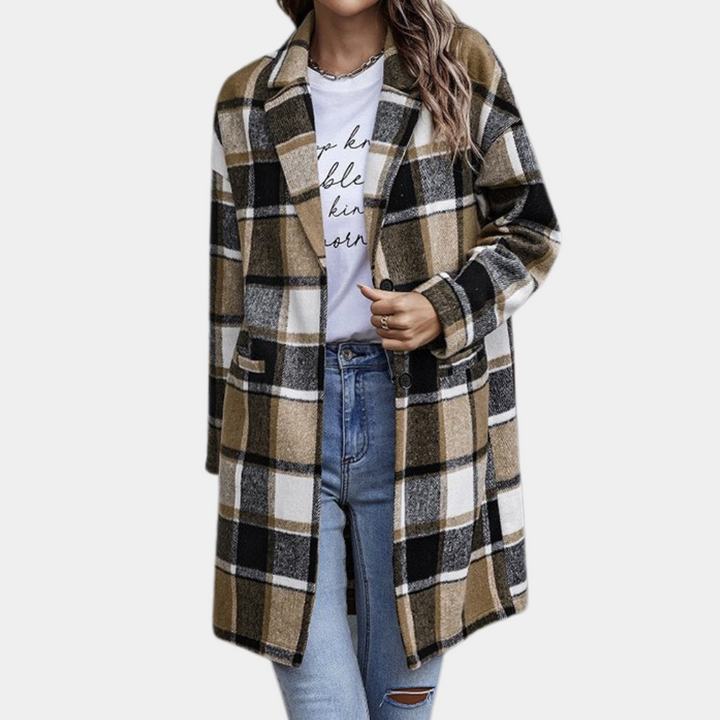 Drune | Karierter Langer Mantel für Damen