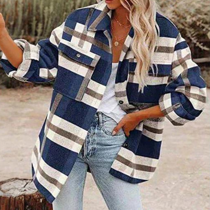 Drune | Moderne karierte Herbstkuscheljacke für Damen