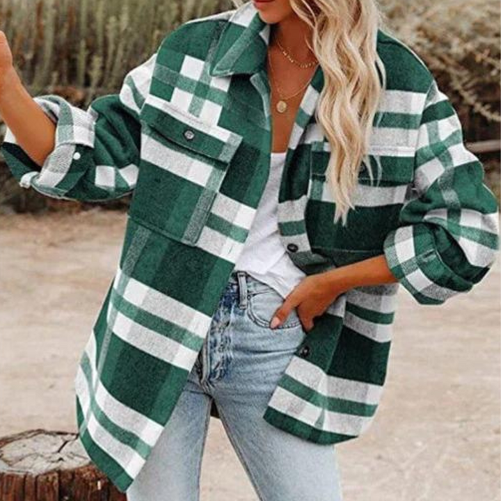 Drune | Moderne karierte Herbstkuscheljacke für Damen