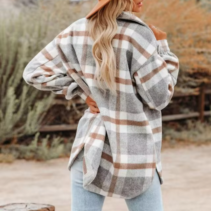 Drune | Moderne karierte Herbstkuscheljacke für Damen