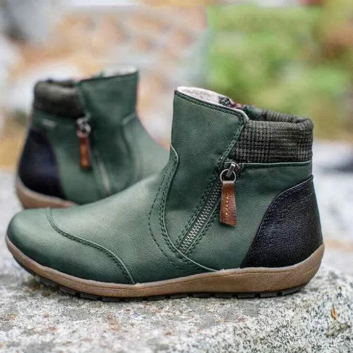 Drune | Stiefeletten - Echtes Leder - Reißverschluss - Bequeme Gummisohle - Runde Zehe