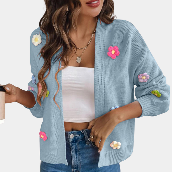 Drune | Elegantes Blumenmuster Strickjacke