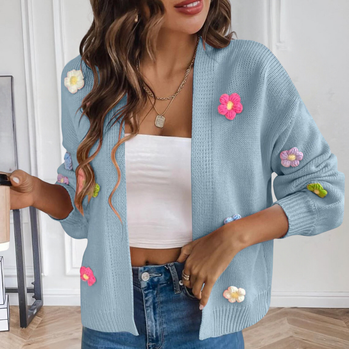 Drune | Elegantes Blumenmuster Strickjacke