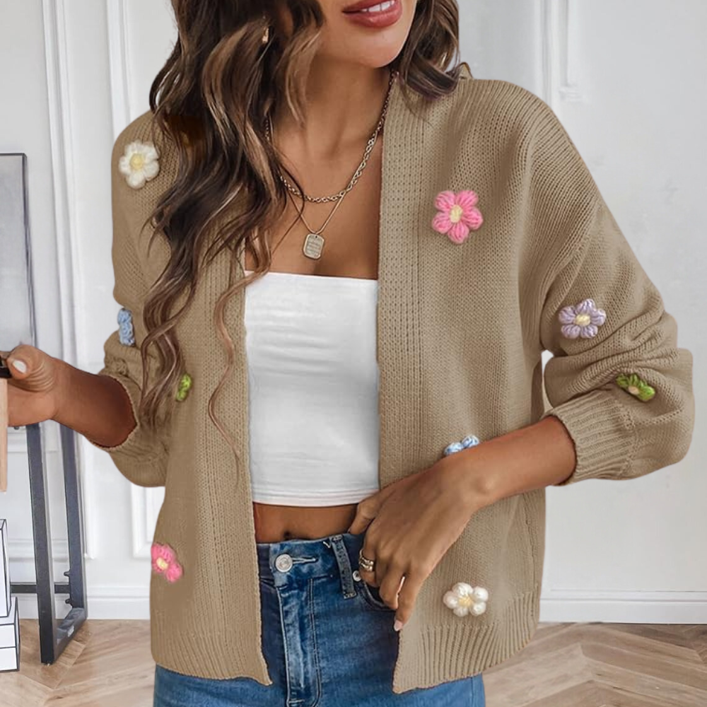 Drune | Elegantes Blumenmuster Strickjacke