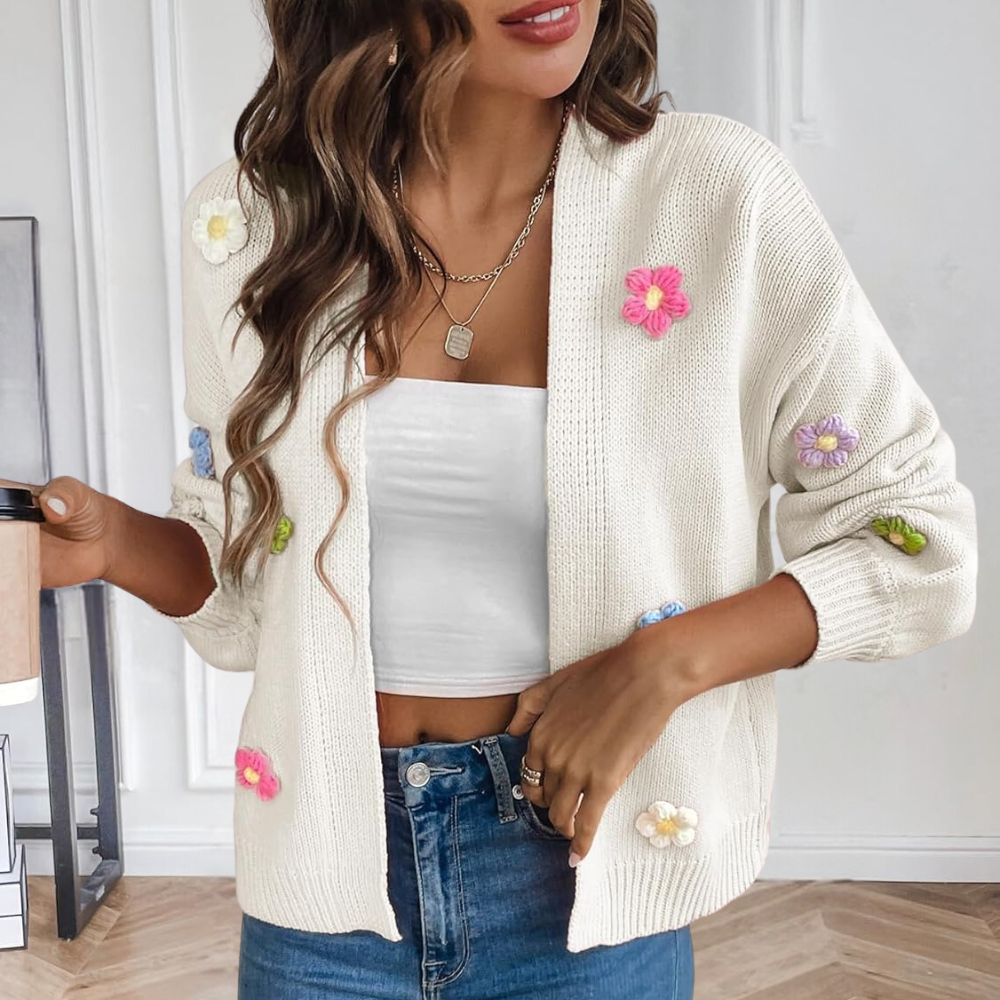 Drune | Elegantes Blumenmuster Strickjacke