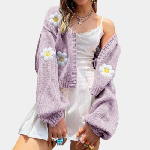 Drune | Blumenmuster Strickjacke für Damen