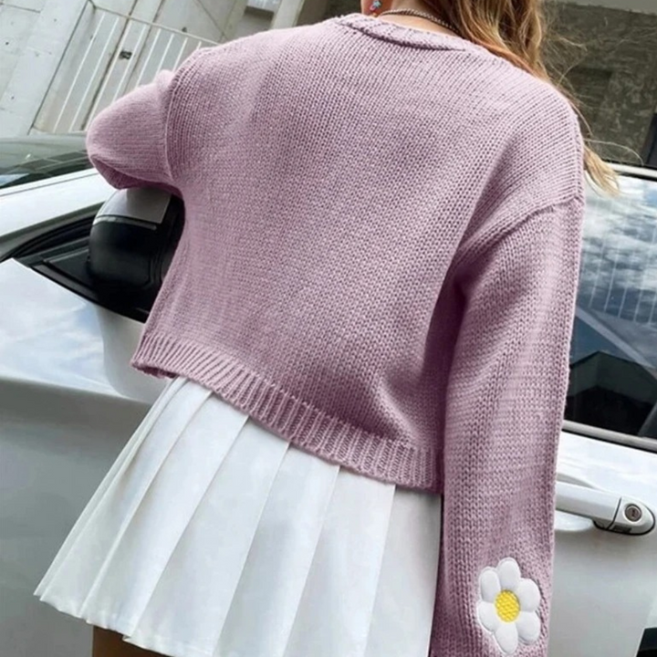 Drune | Blumenmuster Strickjacke für Damen