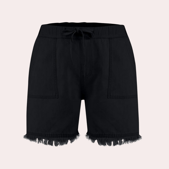 Drune | Einfache Passform mit Fransen Jeansshorts für Frauen