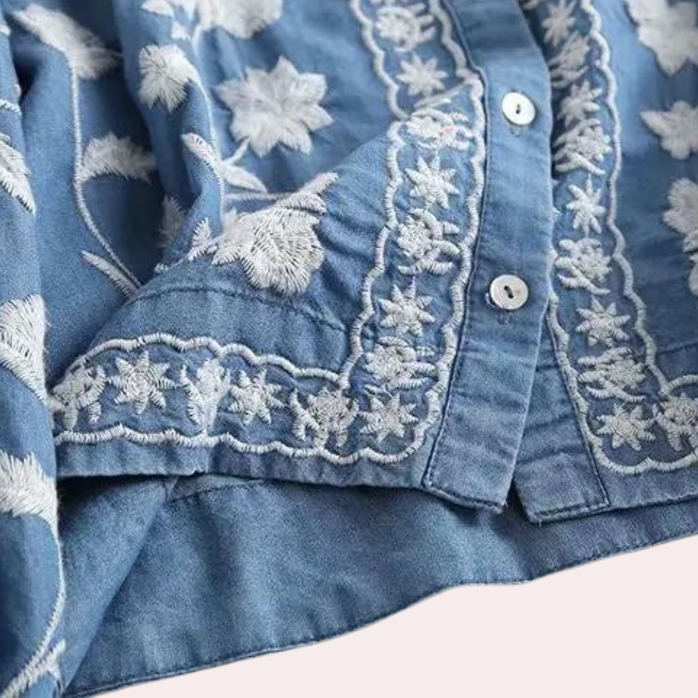 Drune | Blumen Stickerei Damenjacke
