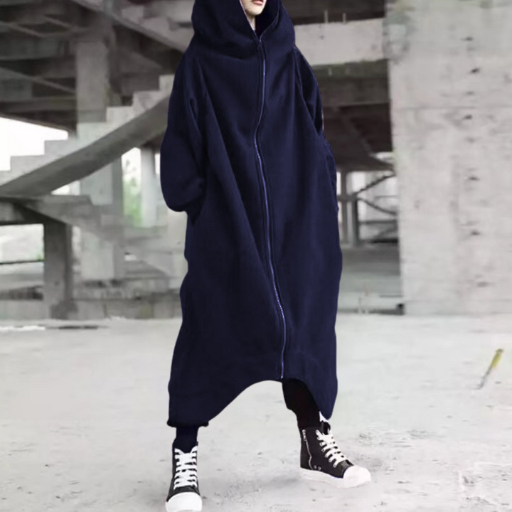 Drune | Lange Winterjacke mit Kapuze und Reißverschluss für Damen