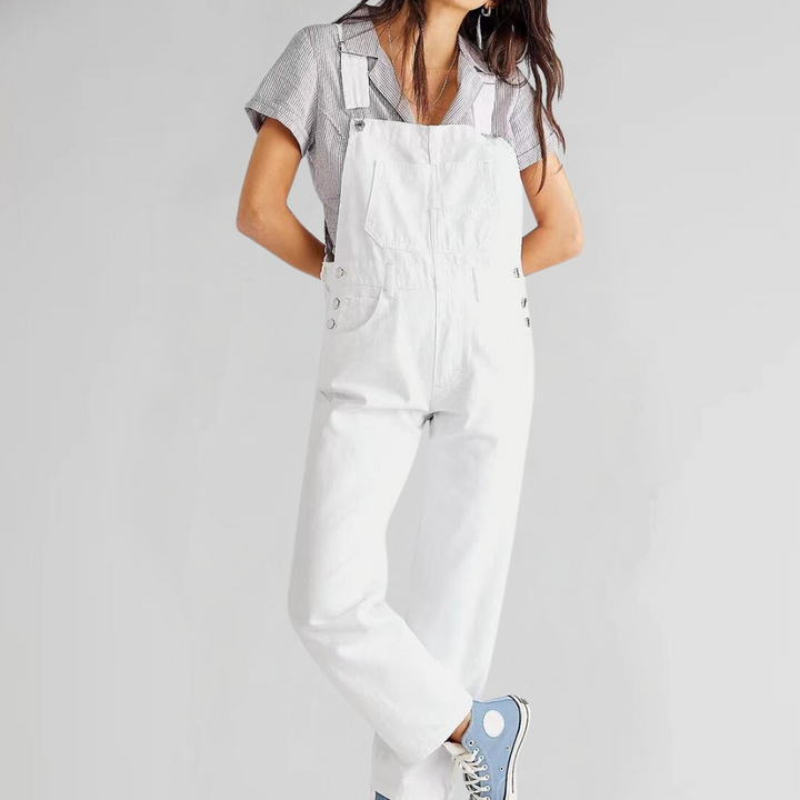 Drune | Damen-Latzhose aus Denim mit Cross-Back-Design