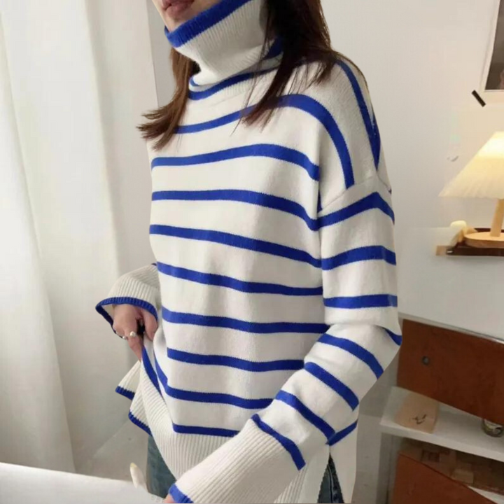 Drune | Trendiger Gestreifter Rollkragenpullover für Damen