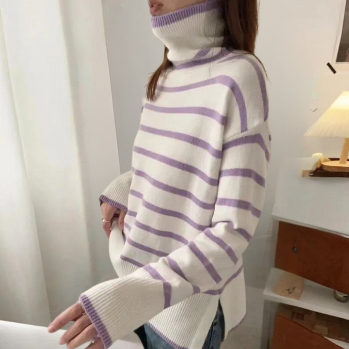 Drune | Trendiger Gestreifter Rollkragenpullover für Damen