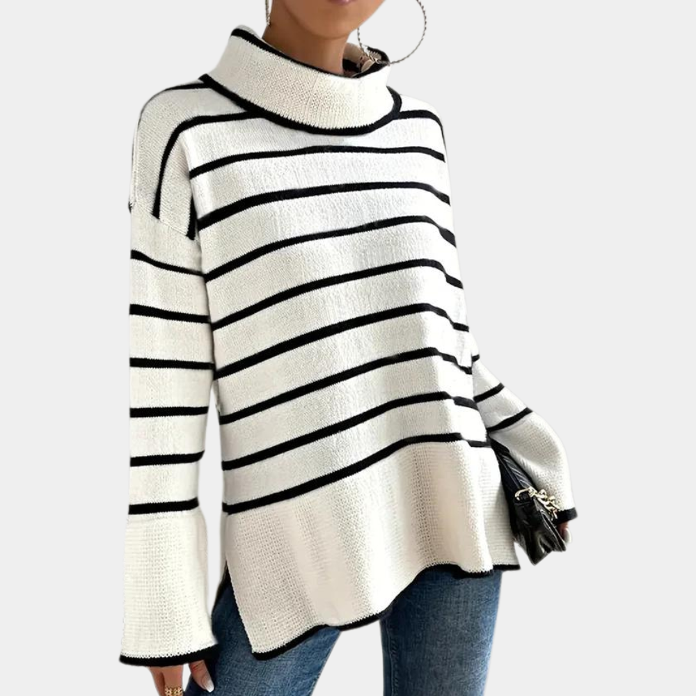 Drune | Trendiger Gestreifter Rollkragenpullover für Damen